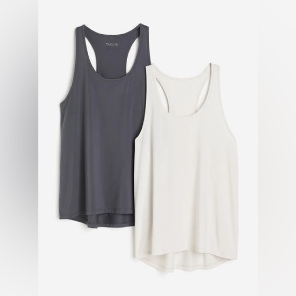 H&M Charcoal and Cream Tank Tops